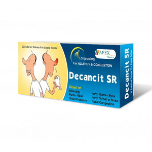 DECANCIT S.R. FOR ALLERGY & CONGESTION ( CETIRIZINE 5 MG + PSEUDOEPHEDRINE 120 MG ) 20 FILM-COATED TABLETS